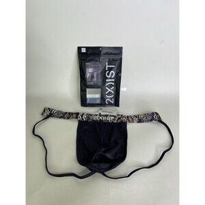 2xist Sexy Sliq Ultra Low Rise Jock Strap Black Beauty Snakeskin Mens Size L